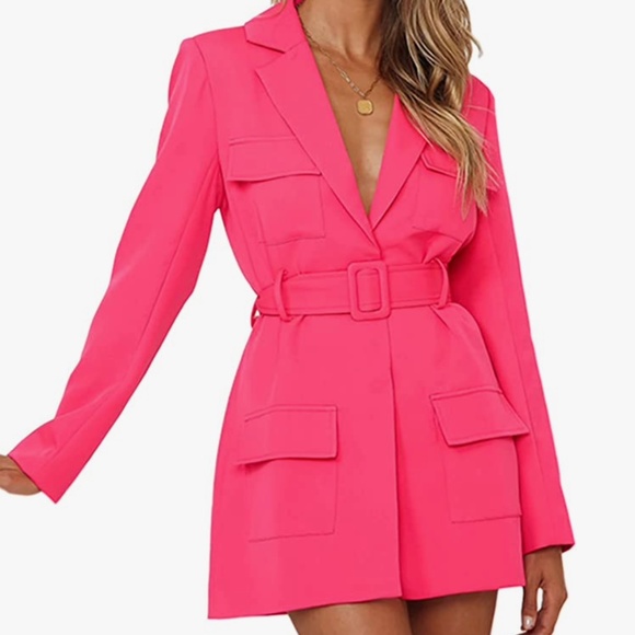 strapless open back dress *Balia Blazer Dress (Pink), L